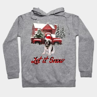 French Bulldog Let It Snow Tree Farm Red Truck Christmas Hoodie